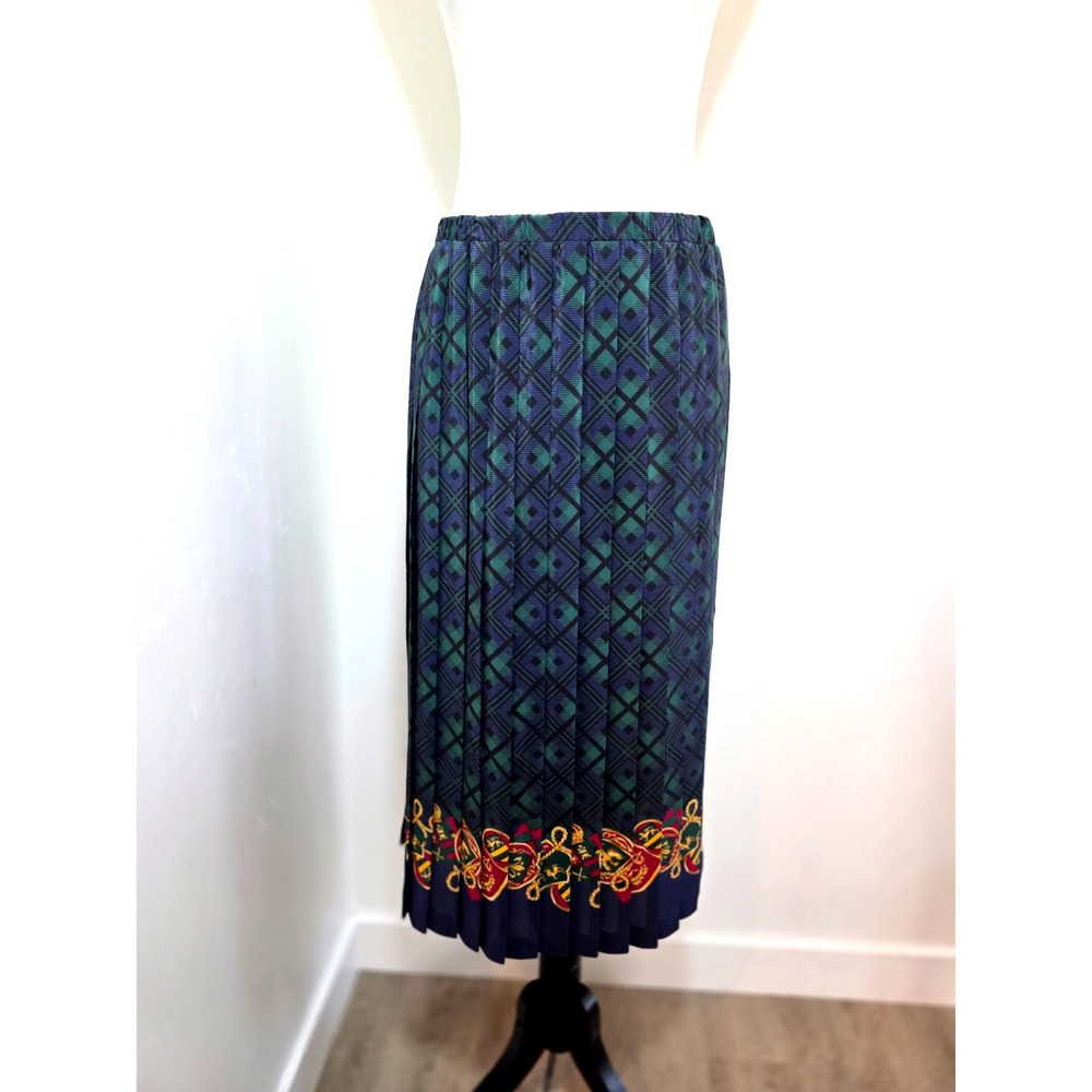 Leslie Fay Vintage Pleated Midi Skirt Size 10 Crest Old Money Academia Modest